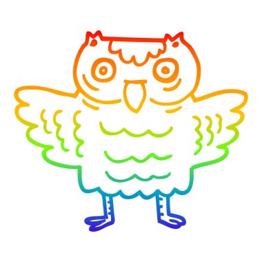 gökkuşağı gradyan çizgi çizim karikatür komik baykuş