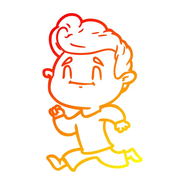 Linha gradiente quente desenho feliz cartoon homem exercitando —  Vetores de Stock