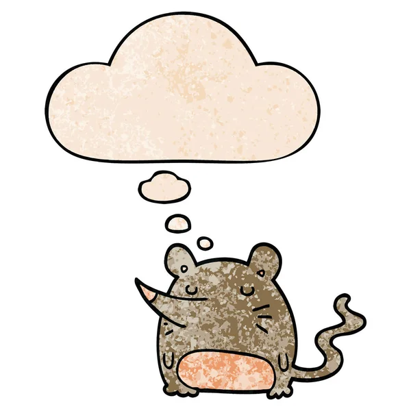 Karikatür fare ve grunge doku desen tarzında düşünce balonu — Stok Vektör