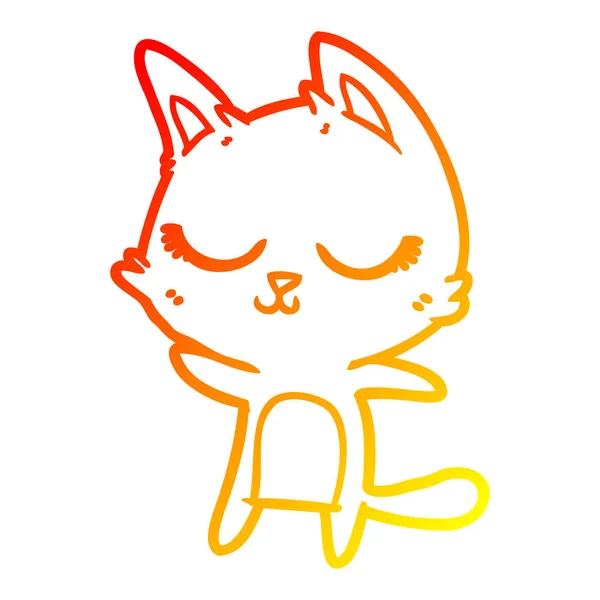 Sıcak degrade çizgi çizim sakin karikatür kedi — Stok Vektör