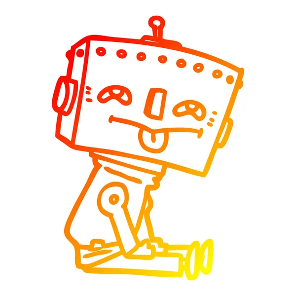 Línea de gradiente caliente dibujo robot de dibujos animados — Archivo Imágenes Vectoriales