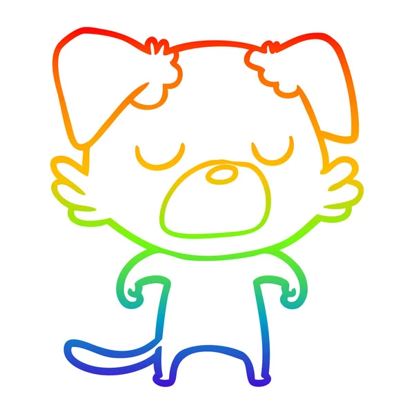 Rainbow gradient ligne dessin chien dessin animé — Image vectorielle