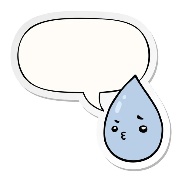 Bande dessinée mignonne goutte de pluie et de la parole bulle autocollant — Image vectorielle