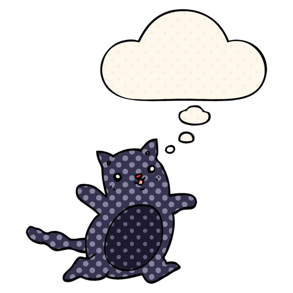Kreslená kočka a myšlenková bublina ve stylu komiksů — Stockový vektor