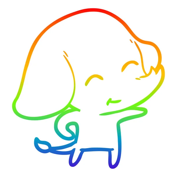 Regenboog gradiënt lijntekening cute cartoon olifant — Stockvector