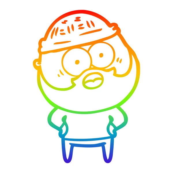 Regenboog gradiënt lijntekening cartoon bebaarde man — Stockvector