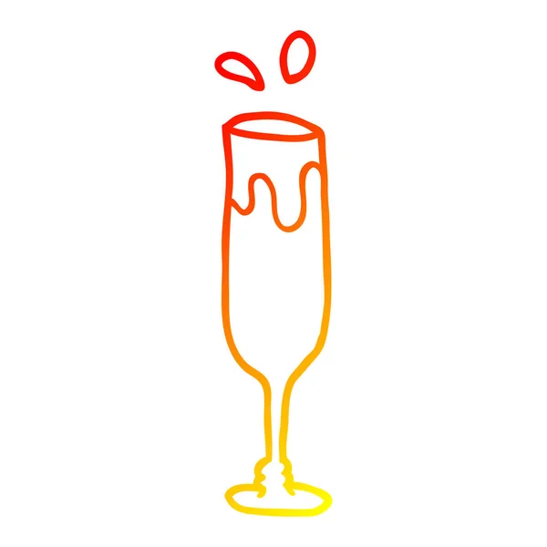 Warme kleurovergang lijntekening cartoon Champagne — Stockvector