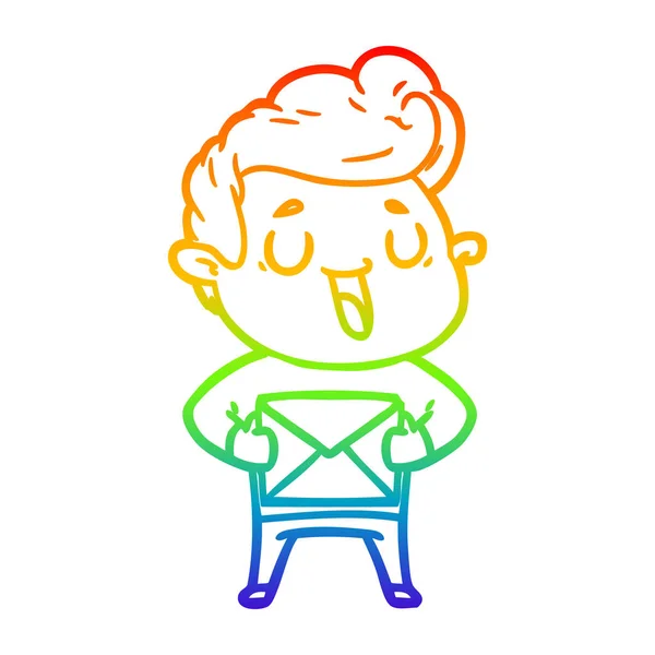 Arco iris gradiente línea dibujo feliz dibujos animados hombre — Vector de stock