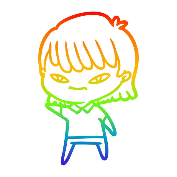 สายรุ้ง gradient วาดการ์ตูนผู้หญิง — ภาพเวกเตอร์สต็อก