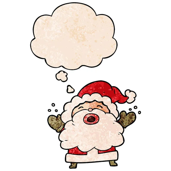 Мультфильм Санта-Клаус кричал и думал пузырь в гранж текстуре — стоковый вектор