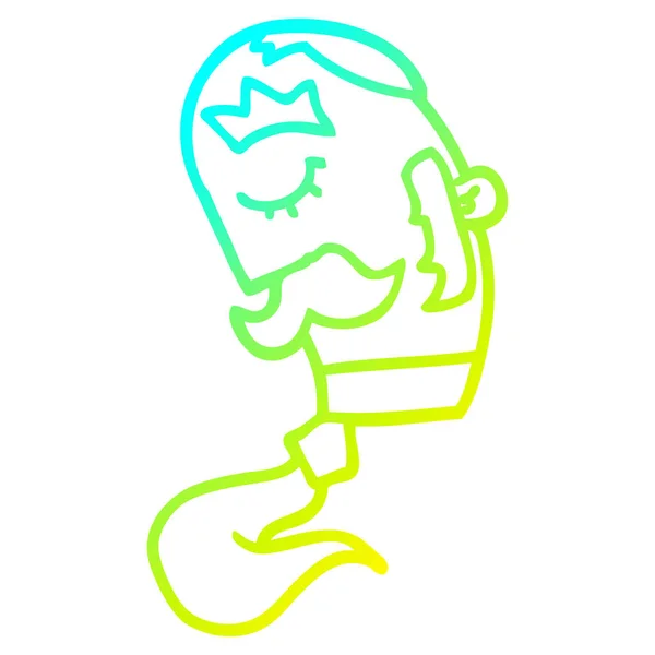 Linea gradiente freddo disegno uomo cartone animato con baffi — Vettoriale Stock