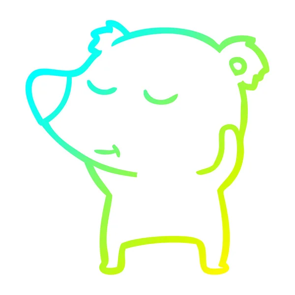 Холодная градиентная линия рисунок счастливый мультяшный белый медведь — стоковый вектор
