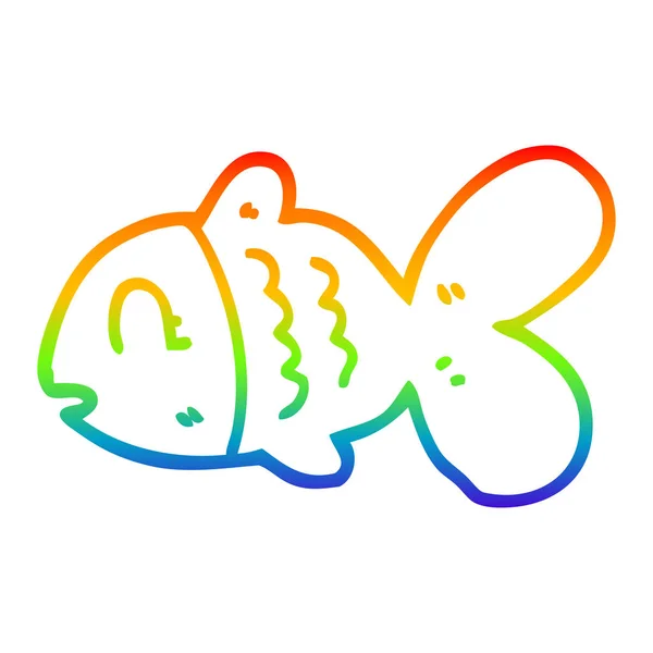 Regenbogen Gradienten Linie Zeichnung Cartoon Fische — Stockvektor
