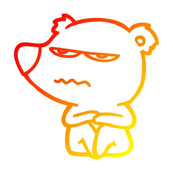 Warm gradient line drawing angry bear cartoon — Stock Vector