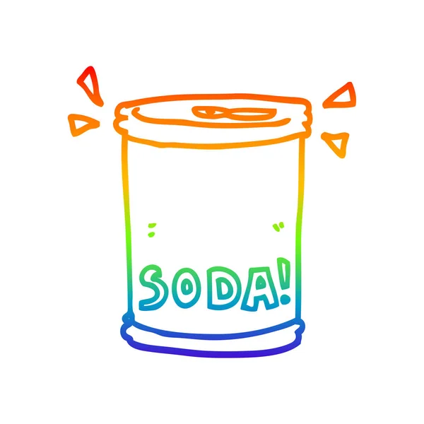 Rainbow gradient ligne dessin dessin dessin animé soda peut — Image vectorielle