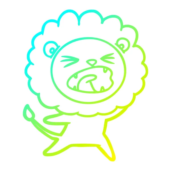 Linha gradiente frio desenho leão dos desenhos animados —  Vetores de Stock