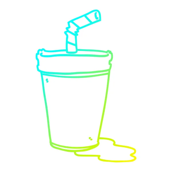 Koude gradiënt lijntekening cartoon soda Cup — Stockvector