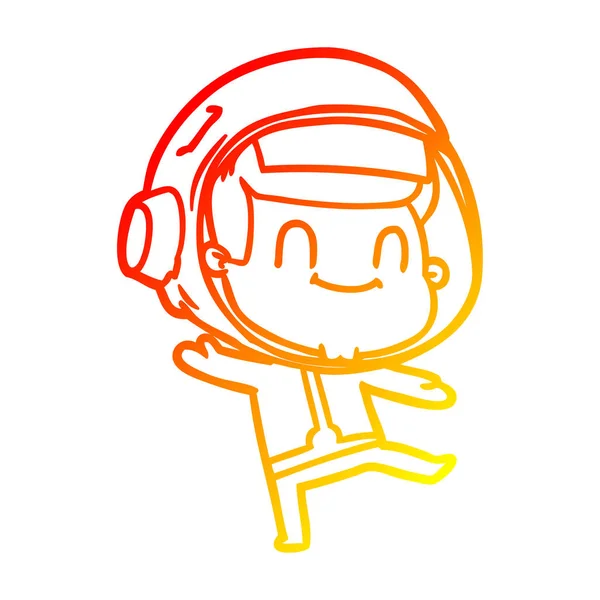 Warme Gradientenlinie Zeichnung glücklich Cartoon Astronaut Mann — Stockvektor