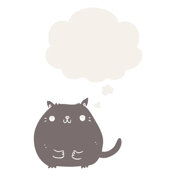 Desenho animado gato e pensamento bolha no estilo retro — Vetor de Stock