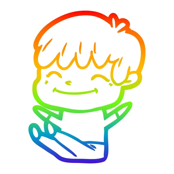 Arco iris gradiente línea dibujo dibujos animados feliz chico — Archivo Imágenes Vectoriales