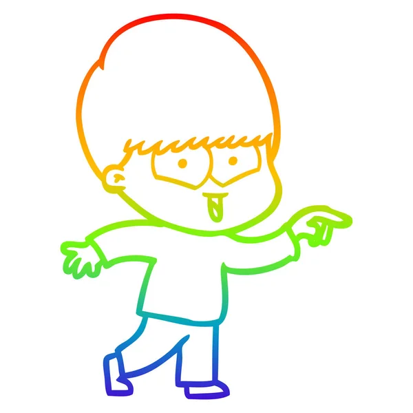 Regenboog gradiënt lijntekening cartoon Happy Boy — Stockvector