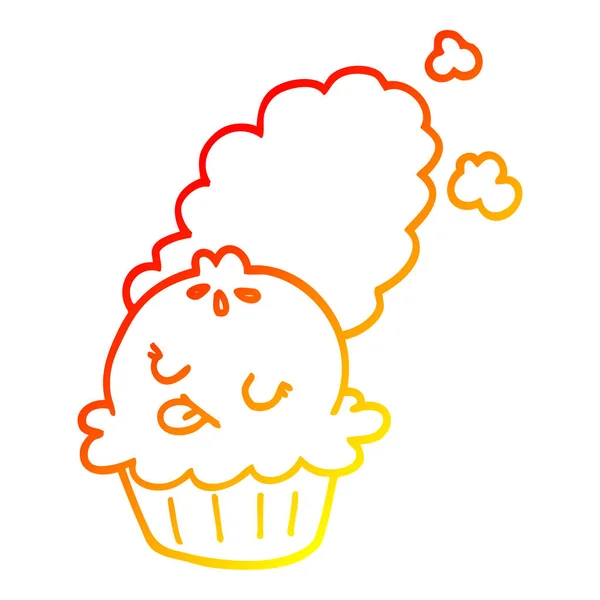 Warme kleurovergang lijntekening cute cartoon Pie — Stockvector