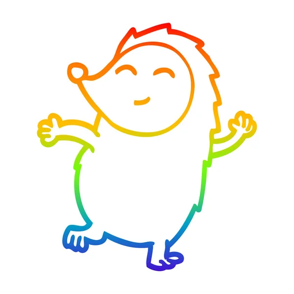 Regenbogen Gradienten Linie Zeichnung Karikatur glücklich Igel — Stockvektor