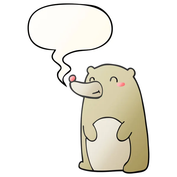 Roztomilý kreslený medvěd a bublina řeči v plynulým stylu přechodu — Stockový vektor
