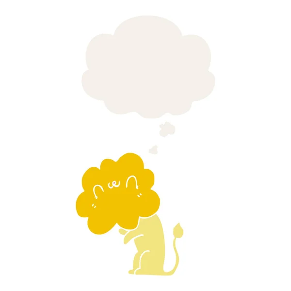 Καρτούν λιοντάρι και φούσκα σκέψης σε στυλ ρετρό — Διανυσματικό Αρχείο