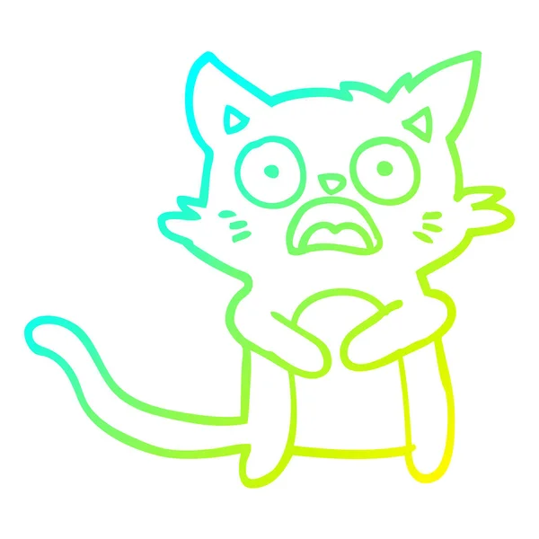 Frío gradiente línea dibujo dibujos animados horrorizado gato — Archivo Imágenes Vectoriales