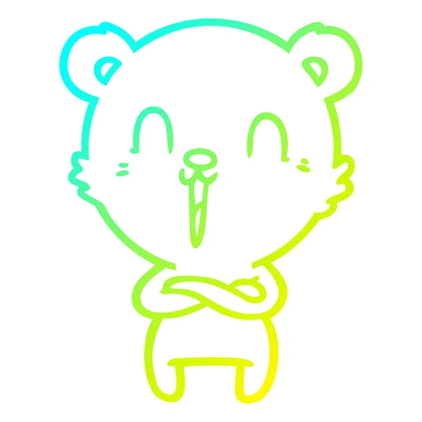 Kall gradient linje ritning Happy Cartoon Bear — Stock vektor