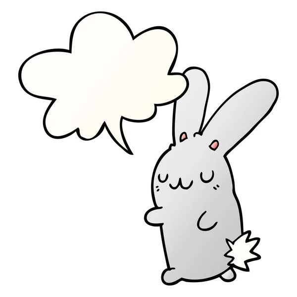 Carino coniglio cartone animato e bolla vocale in stile sfumato liscio — Vettoriale Stock