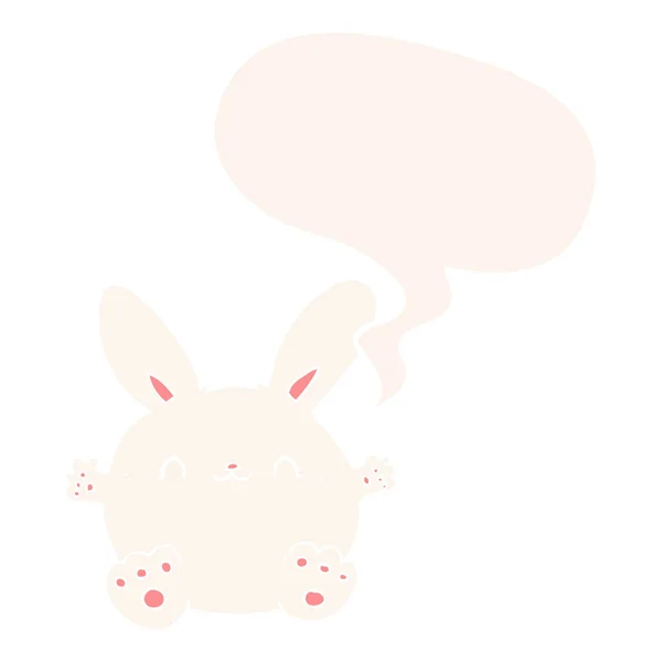 Retro tarzında sevimli karikatür tavşan ve konuşma balonu — Stok Vektör