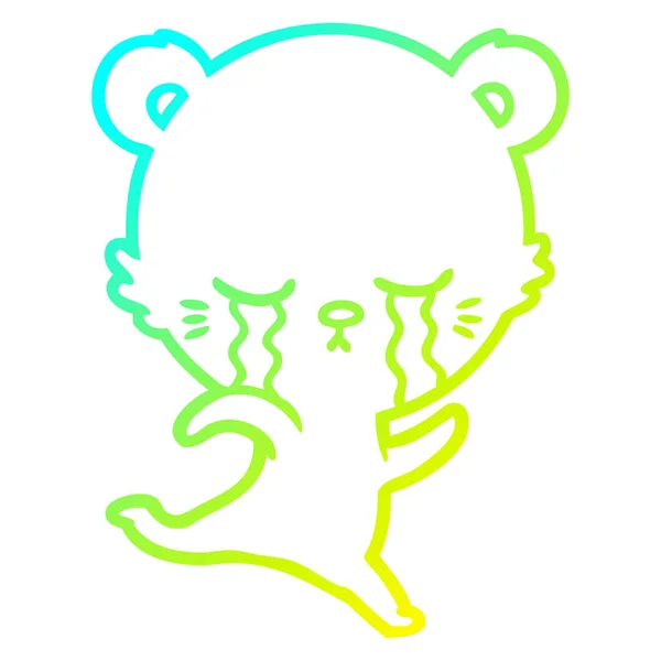 Koude gradiënt lijntekening huilen cartoon Bear — Stockvector