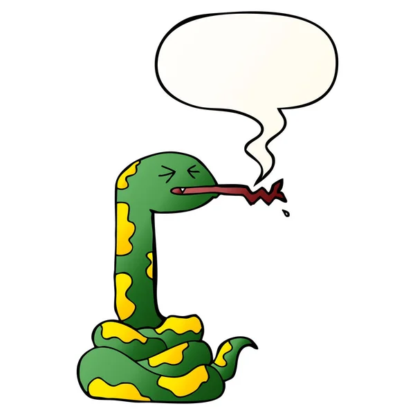 Kreslený syčící had a bublina řeči v hladkém stylu přechodu — Stockový vektor