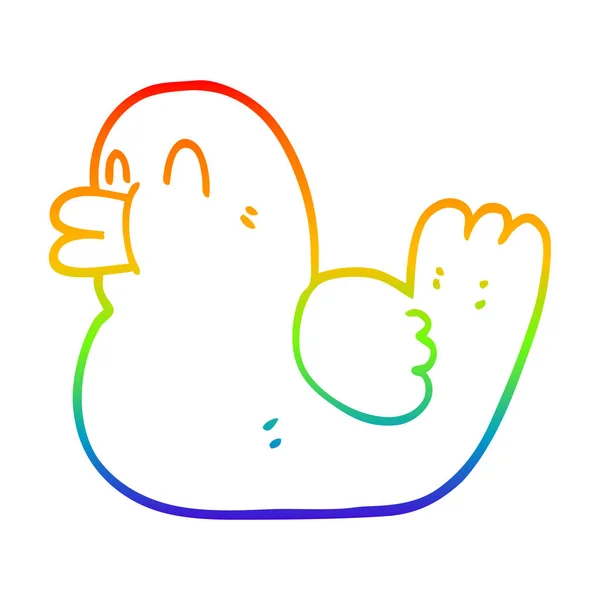 Rainbow gradient ligne dessin dessin dessin animé canard en caoutchouc — Image vectorielle