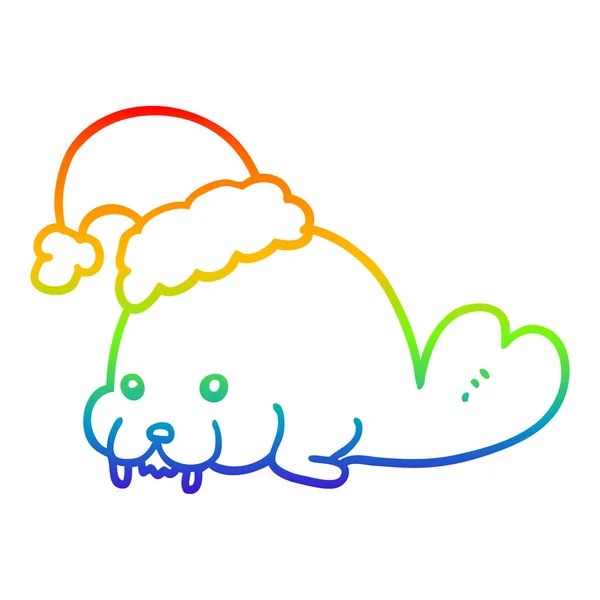 虹のグラデーションライン描画漫画のクリスマスウォルラス — ストックベクタ