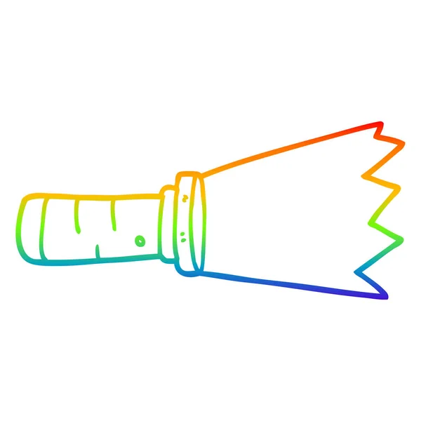 Arco-íris linha gradiente desenho cartoon iluminado tocha — Vetor de Stock