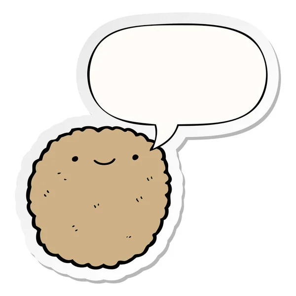 Biscuit de dessin animé et autocollant bulle de parole — Image vectorielle