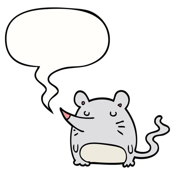 Souris dessin animé et bulle de la parole — Image vectorielle