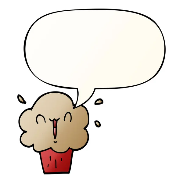 Cartoon Cupcake i bańka mowy w gładkim stylu gradientu — Wektor stockowy