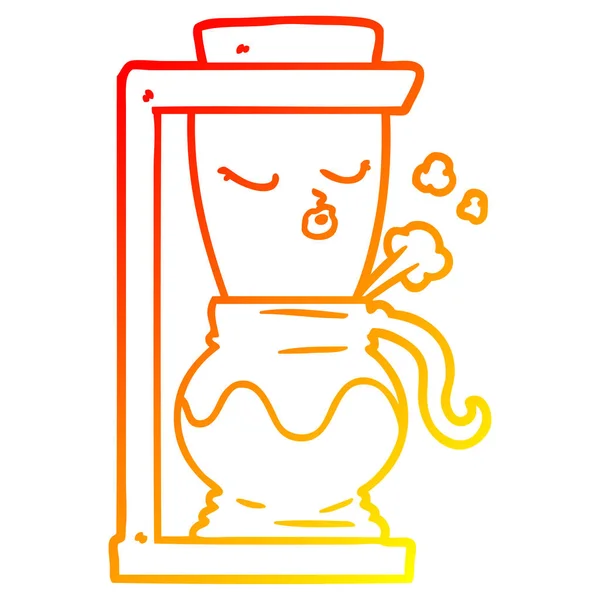 暖かいグラデーションライン描画漫画フィルターコーヒーマシン — ストックベクタ