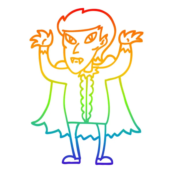虹のグラデーションライン描画漫画の吸血鬼 — ストックベクタ