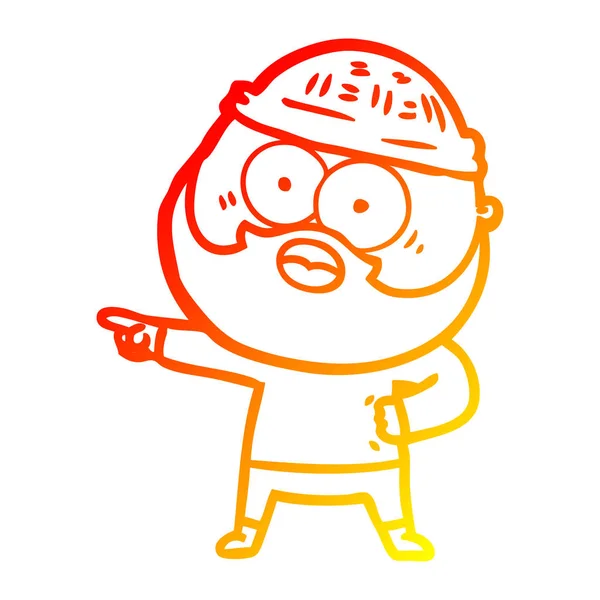Sıcak degrade çizgi çizim karikatür sakallı adam — Stok Vektör