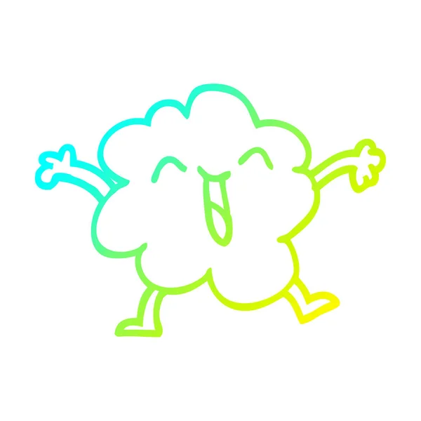 Kalte Gradientenlinie Zeichnung Cartoon ausdrucksstarke Wetterwolke — Stockvektor