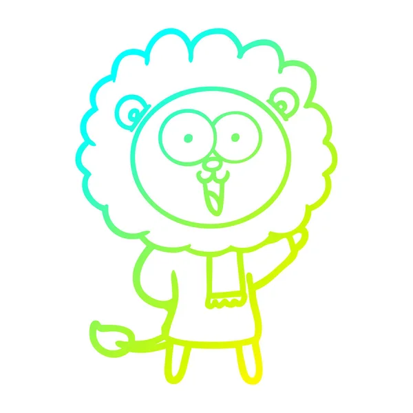 冷梯度线绘制快乐卡通狮子 — 图库矢量图片