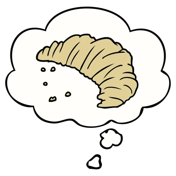 Kreslený croissant a myšlenková bublina — Stockový vektor