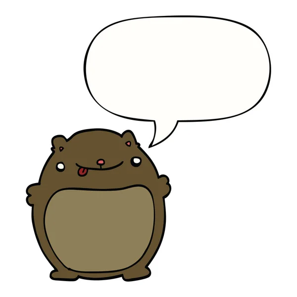 Urso gordo dos desenhos animados e bolha de fala — Vetor de Stock