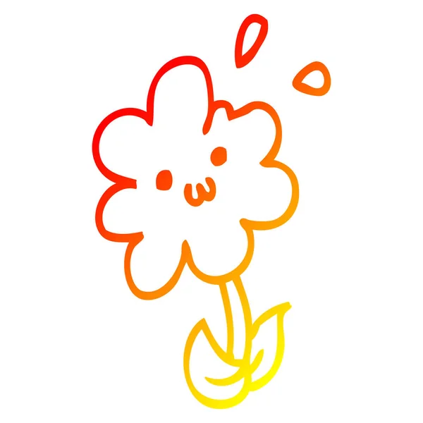 Linha gradiente quente desenho flor dos desenhos animados — Vetor de Stock