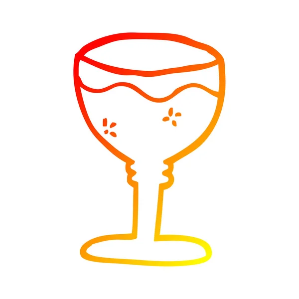 Chaud dégradé ligne dessin dessin dessin animé verre de vin rouge — Image vectorielle
